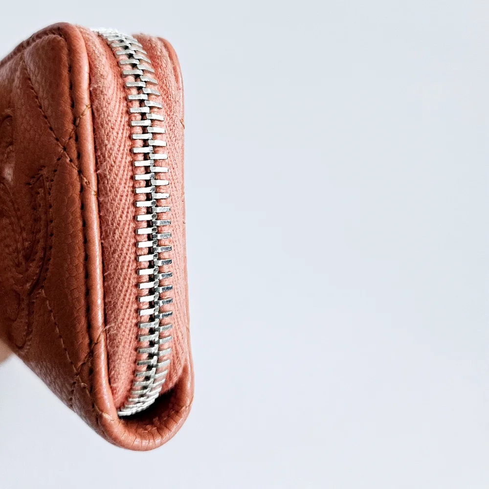 Chanel Coral Caviar Leather Card Holder Wallet